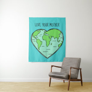 Benutzerdefinierter Text- und Farb-Earth-Liebe Wandteppich