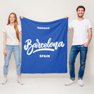 Benutzerdefinierter Text und Farbe Barcelona Fleecedecke