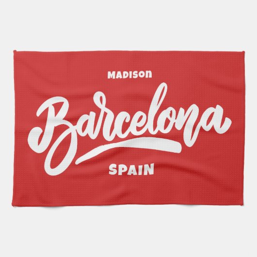 Benutzerdefinierter Text und Farbe Barcelona Geschirrtuch (Horizontal)