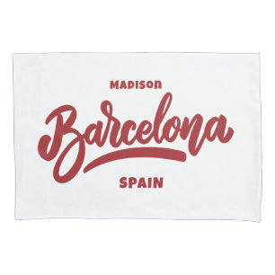 Benutzerdefinierter Text und Farbe Barcelona Kissenbezug