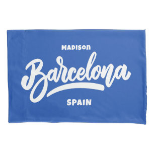 Benutzerdefinierter Text und Farbe Barcelona Kissenbezug