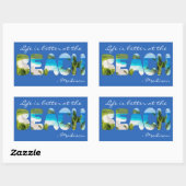 Benutzerdefinierter Text und Farbe BEACH Rechteckiger Aufkleber (Blatt)