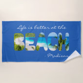 Benutzerdefinierter Text und Farbe BEACH Strandtuch (Vorderseite)