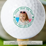 Benutzerdefinierter Text und Farbe für personalisi Golfball<br><div class="desc">Entwerfen Sie einzigartige, personalisierte Golfbälle mit Ihrem Foto oder Logo und eigenem Text und Farbe (in Türkis aquamarin) für den Golfliebhaber, den Sie kennen. HILFE: Für Hilfe bei der Modifikation oder Personalisierung des Designs, bei Farbänderungen, bei der Größenänderung, bei der Übertragung des Designs auf ein anderes Produkt oder bei der...</div>