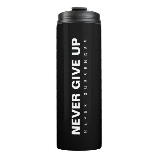 Benutzerdefinierter Text und Farbe geben niemals a Thermosbecher (Vorderseite)