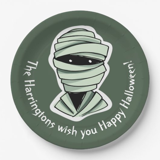 Benutzerdefinierter Text und Farbe Halloween Kreat Pappteller (Vorderseite)