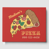 Benutzerdefinierter Text und Farbe PIZZA Gästebuch (Vorderseite)