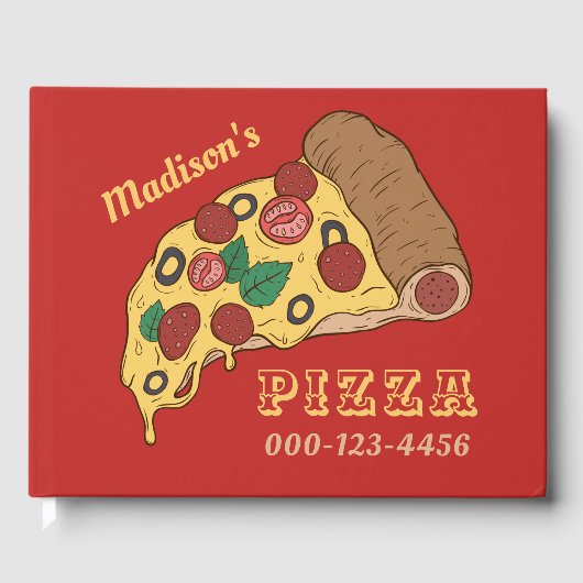 Benutzerdefinierter Text und Farbe PIZZA Gästebuch (Vorderseite)