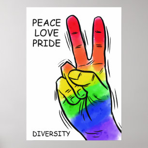 Benutzerdefinierter Text und Farbe Rainbow Peace P Poster