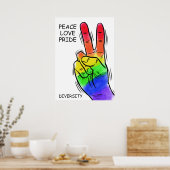 Benutzerdefinierter Text und Farbe Rainbow Peace P Poster (Küche)