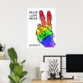 Benutzerdefinierter Text und Farbe Rainbow Peace P Poster (Heimbüro)