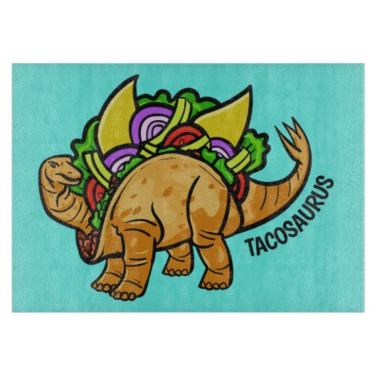 Benutzerdefinierter Text und Farbe Tacosaurus-Schn Schneidebrett (Vorderseite)