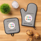 Benutzerdefinierter Text und Farben für Ihr Firmen Ofenhandschuh & Topflappen-Set