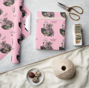 Benutzerdefinierter Text- und Farbrosa Flamingo Geschenkpapier
