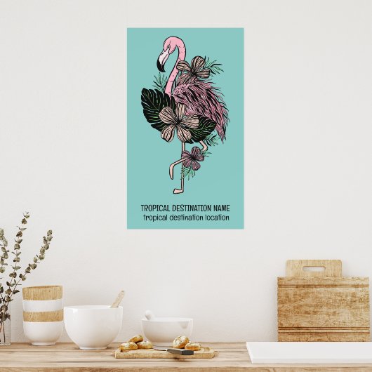 Benutzerdefinierter Text- und Farbrosa Flamingo Poster (Küche)
