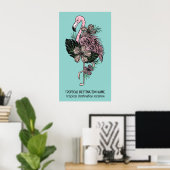Benutzerdefinierter Text- und Farbrosa Flamingo Poster (Heimbüro)