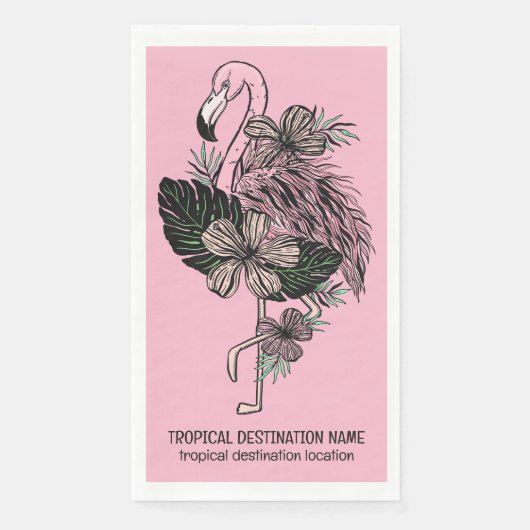 Benutzerdefinierter Text- und Farbrosa Flamingo Serviette (Vorderseite)