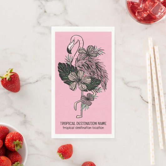 Benutzerdefinierter Text- und Farbrosa Flamingo Serviette (Beispiel)