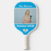 Benutzerdefinierter Text und Foto blau und weiß Pickleball Schläger (Vorderseite)