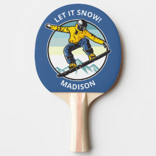 Benutzerdefinierter Text und Name SNOWBOARD Tischtennis Schläger