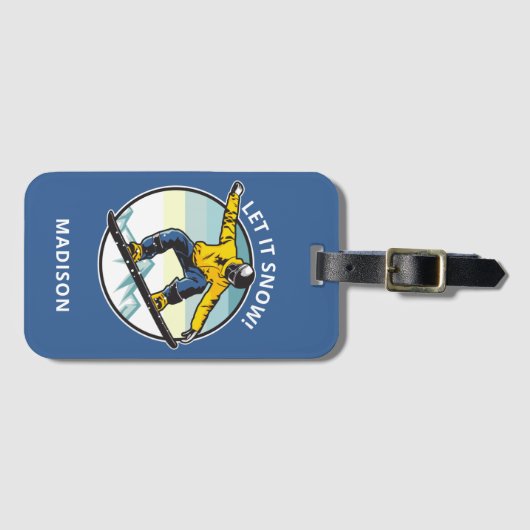 Benutzerdefinierter Text und Name SNOWBOARDER Gepäckanhänger (Vorderseite (Horizontal))