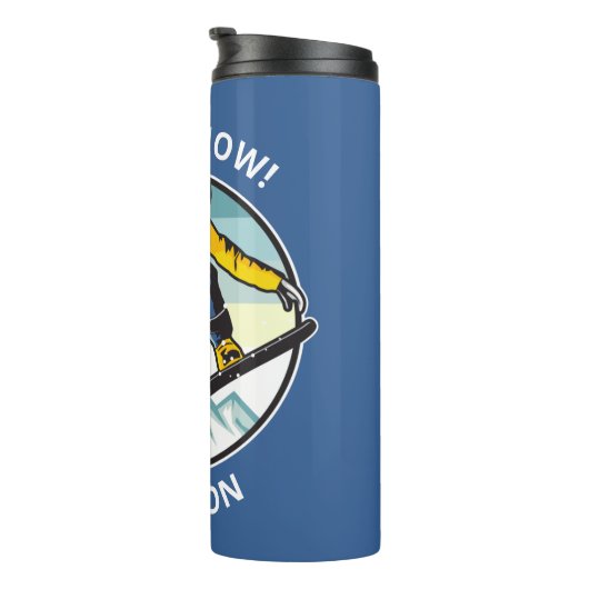 Benutzerdefinierter Text und Name SNOWBOARDER Thermosbecher (Nach rechts gedreht)