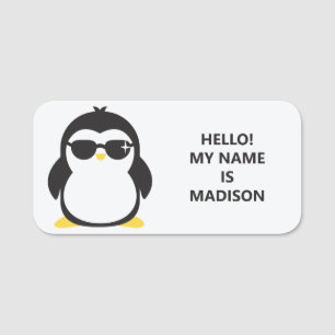 Benutzerdefinierter Text und niedlicher Pinguinnam Namensschild