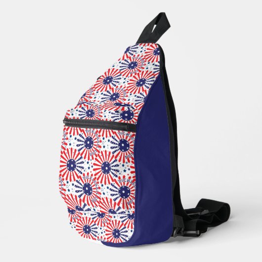 Benutzerdefinierter Text USA-Pickleball Crossbody Bag (Rechte Ecke)