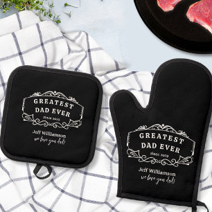 Benutzerdefinierter Text, Vatertag Geschenk, Schwa Ofenhandschuh & Topflappen-Set