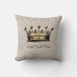 Benutzerdefinierter Text Vintage Goldkrone Royal K Kissen