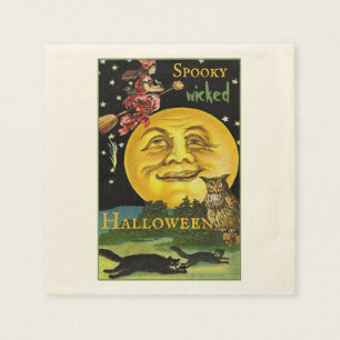 Benutzerdefinierter Text Vintage Halloween Mondbeo Serviette