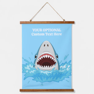 Benutzerdefinierter Text von Funny Shark Wandteppich Mit Holzrahmen