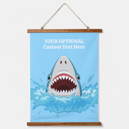 Benutzerdefinierter Text von Funny Shark Wandteppich Mit Holzrahmen (Vorderseite)