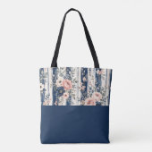Benutzerdefinierter Text Wasserfarbe Navy Blumenst Tasche (Rückseite)