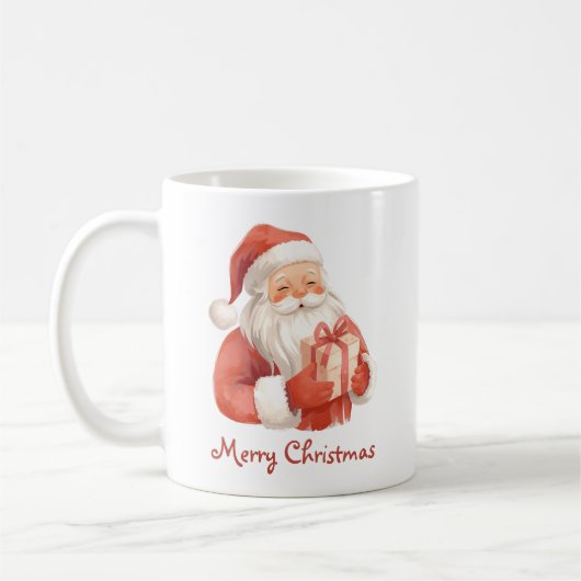 Benutzerdefinierter Text Wasserfarben Weihnachtsma Kaffeetasse (Links)