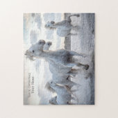 Benutzerdefinierter Text Weiße Pferde Puzzle (Vertikal)