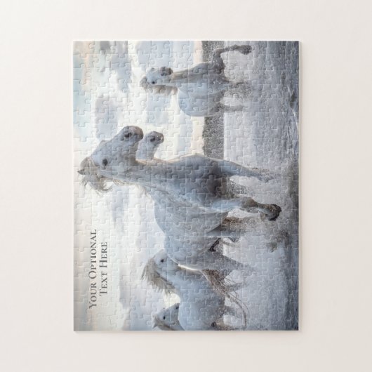 Benutzerdefinierter Text Weiße Pferde Puzzle (Vertikal)