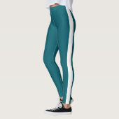 Benutzerdefinierter Text Werbe Teal und Weiß Leggings (Links)