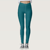 Benutzerdefinierter Text Werbe Teal und Weiß Leggings (Vorderseite)