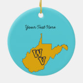 Benutzerdefinierter Text / West Virginia Blau und  Keramik Ornament (Hinten)