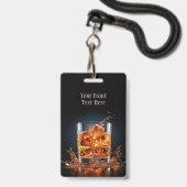 Benutzerdefinierter Text-Whiskey auf den Felsen Ausweis (Vorderseite mit Lanyard)