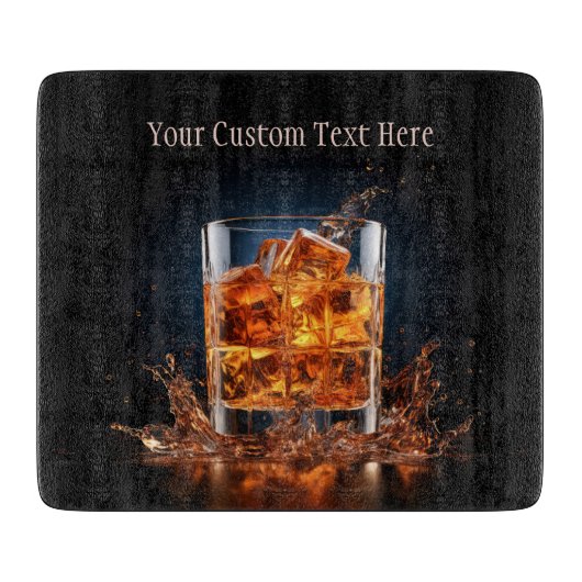 Benutzerdefinierter Text-Whiskey auf den Felsen Schneidebrett (Vorderseite)