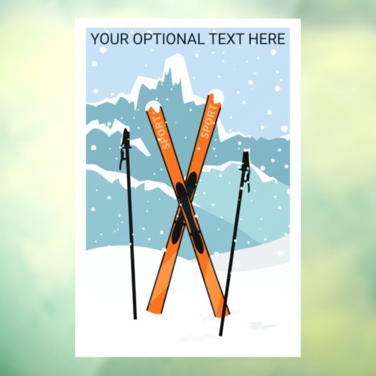 Benutzerdefinierter Text Winter Skiing Fensteraufkleber (Blatt 3)