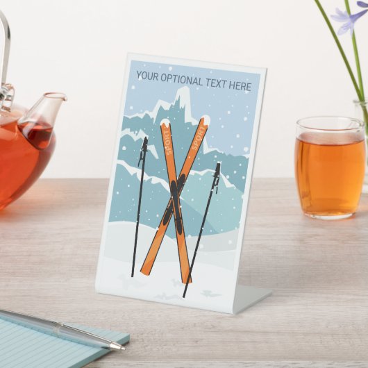 Benutzerdefinierter Text Winter Skiing Sockelschild (In SItu)