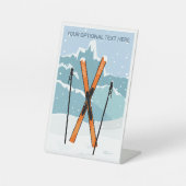 Benutzerdefinierter Text Winter Skiing Sockelschild (Vorderseite)