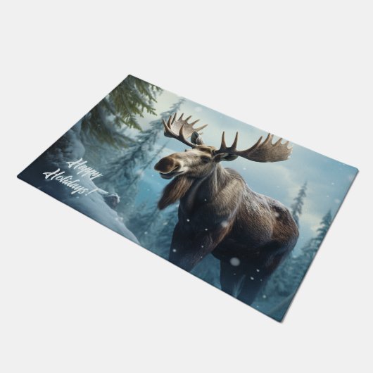 Benutzerdefinierter Text Wintermoose Fußmatte (Schrägansicht)