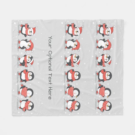 Benutzerdefinierter Text Winterpinguine Fleecedecke (Vorderseite (Horizontal))