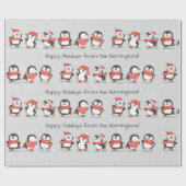 Benutzerdefinierter Text Winterpinguine Geschenkpapier (Flach)