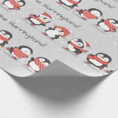 Benutzerdefinierter Text Winterpinguine Geschenkpapier (Ecke)