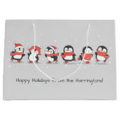 Benutzerdefinierter Text Winterpinguine Große Geschenktüte (Vorderseite)